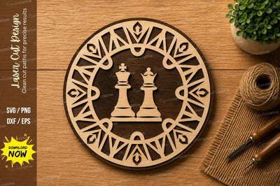 Chess Circle Mandala Laser Cut SVG Design SVG Regulrcrative 