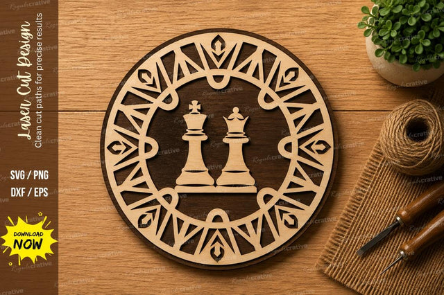 Chess Circle Mandala Laser Cut SVG Design SVG Regulrcrative 