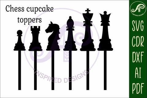 Chess cupcake toppers, 6 designs SVG laser cut SVG APInspireddesigns 
