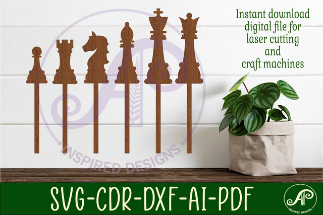 Chess cupcake toppers, 6 designs SVG laser cut SVG APInspireddesigns 