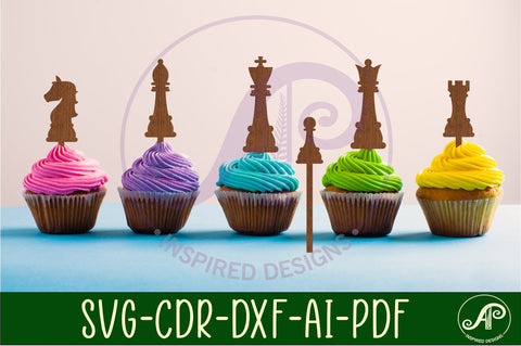Chess cupcake toppers, 6 designs SVG laser cut SVG APInspireddesigns 