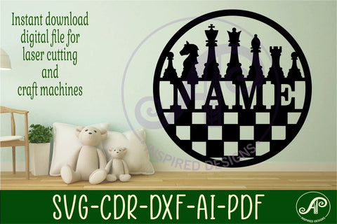 Chess Name sign svg laser cut template SVG APInspireddesigns 