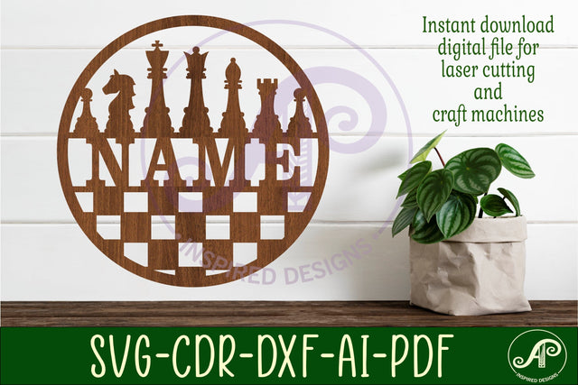 Chess Name sign svg laser cut template SVG APInspireddesigns 