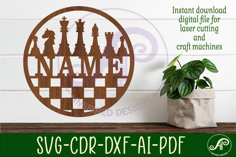 Chess Name sign svg laser cut template SVG APInspireddesigns 