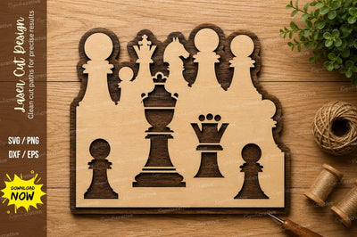 Chess Pieces Strategy Wall Art Laser Cut SVG File SVG Regulrcrative 