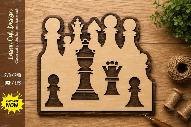 Chess Pieces Strategy Wall Art Laser Cut SVG File SVG Regulrcrative 