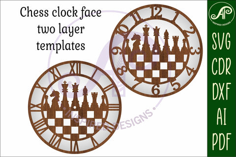 Chess wall clock laser cut files, SVG file. SVG APInspireddesigns 