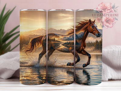 Chestnut Horse Landscape 20oz Tumbler, Chestnut Horse, Landscape Scene, Equestrian Design, Rustic Charm, Nature Inspired, 20oz Wrap, Sublimation Tumbler Sublimation Li Zamperini 