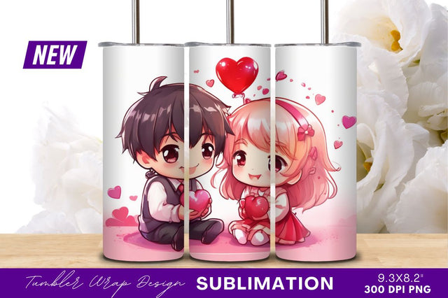 Chibi boy and girl valentines day illustration Sublimation Regulrcrative 