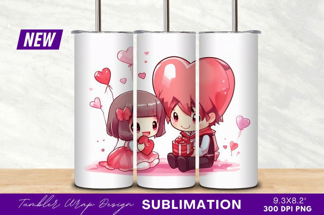 Chibi couple valentines day love gift illustration Sublimation Regulrcrative 
