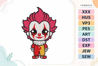 Chibi Evil Clown Halloween Embroidery Design Embroidery/Applique DESIGNS sg embroidery 