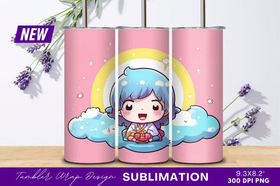 Chibi girl cloud tumbler png Sublimation Regulrcrative 