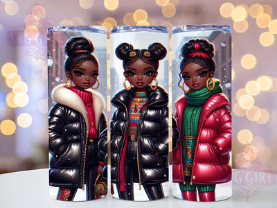 Chibi Melanin Valentine Tumbler, Black History Month Wrap, Chibi Melanin Cup, Fashion Girls Tumbler, 20oz Sublimation Wrap, Cute Chibi Design, Empowerment Tumbler Cup Sublimation SvggirlplusArt 