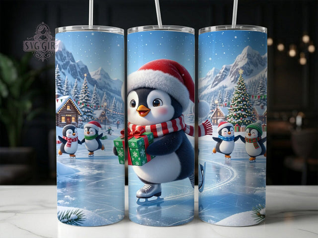 Chibi Penguin Santa Skate 20oz Tumbler, Chibi Penguin, Penguin Santa, Santa Skate, 20oz Tumbler, Penguin Tumbler, Chibi Tumbler, Tumbler Wrap Sublimation SvggirlplusArt 