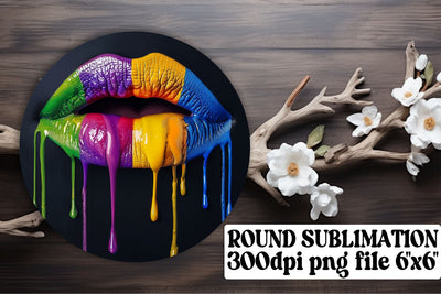 Chic 3D Lips Ornaments Set: Sublimation Essentials for Round Decorations Sublimation afrosvg 