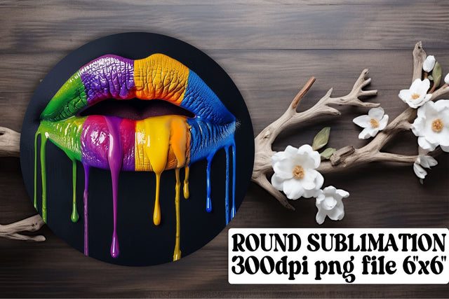 Chic 3D Lips Ornaments Set: Sublimation Essentials for Round Decorations Sublimation afrosvg 