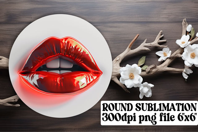 Chic 3D Lips Sublimation Set: Stylish Decor for Keychain & Coaster Sublimation afrosvg 