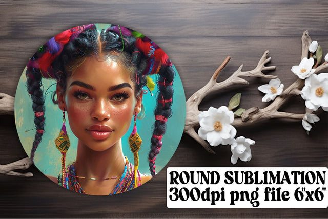 Chic African American Circle Ornaments Sublimation afrosvg 