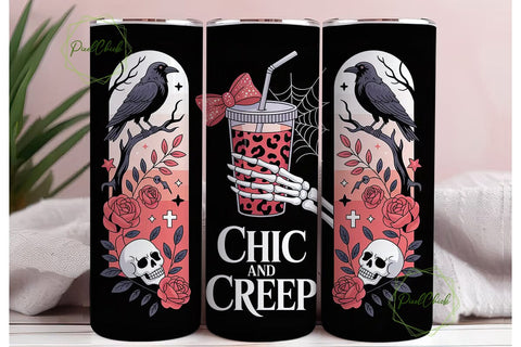 Chic and Creep Halloween 20oz Tumbler Sublimation PixelChick 