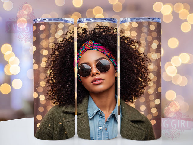 Chic Bokeh Afro Lady Tumbler, Chic Art, Bokeh Pattern, Tumbler Wrap, Sublimation Design, 20oz Tumbler, Stylish Mom Sublimation SvggirlplusArt 