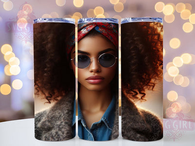 Chic Bokeh Afro Lady Tumbler, Chic Art, Bokeh Pattern, Tumbler Wrap, Sublimation Design, 20oz Tumbler, Stylish Mom Sublimation SvggirlplusArt 
