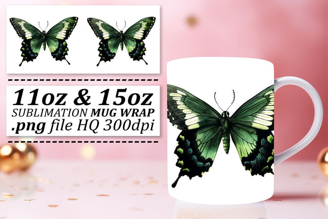 Chic Butterfly Mug Wrap: Springtime Beauty Sublimation afrosvg 