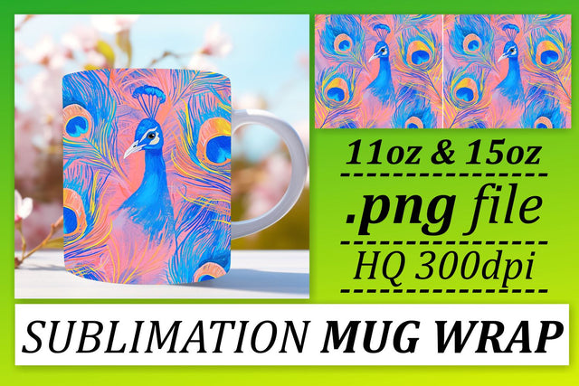Chic Colorful Feather Mug Sublimation: 11oz 15oz Vibrant Edition Sublimation afrosvg 
