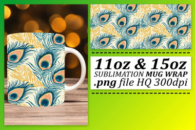 Chic Colorful Feather Mug Sublimation: 11oz 15oz Vibrant Patterns Sublimation afrosvg 