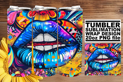 Chic Colorful Lips Tumbler Wrap – 20oz Sublimation Artwork Sublimation afrosvg 