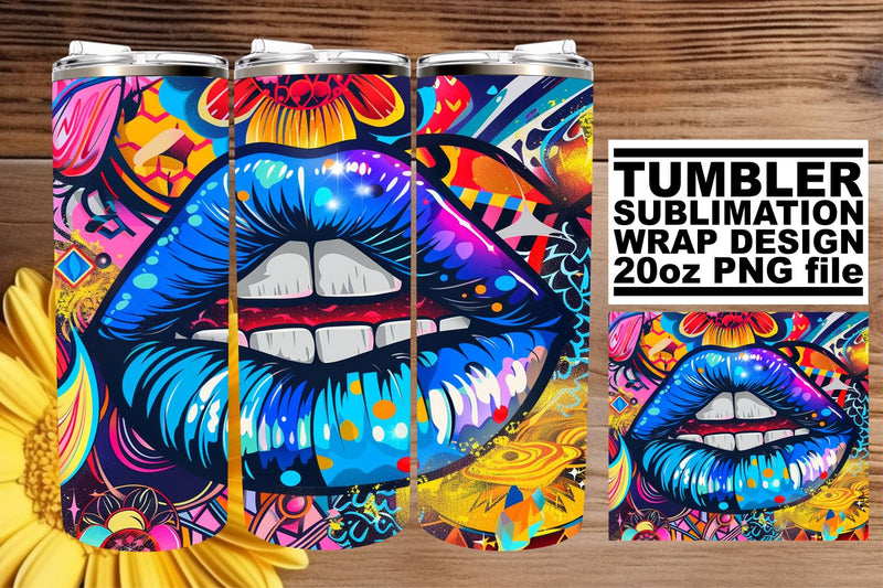 Chic Colorful Lips Tumbler Wrap – 20oz Sublimation Artwork Sublimation afrosvg 