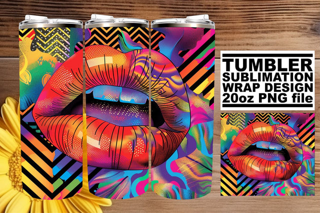 Chic Colorful Lips Wrap – 20oz Sublimation Design for Tumblers Sublimation afrosvg 