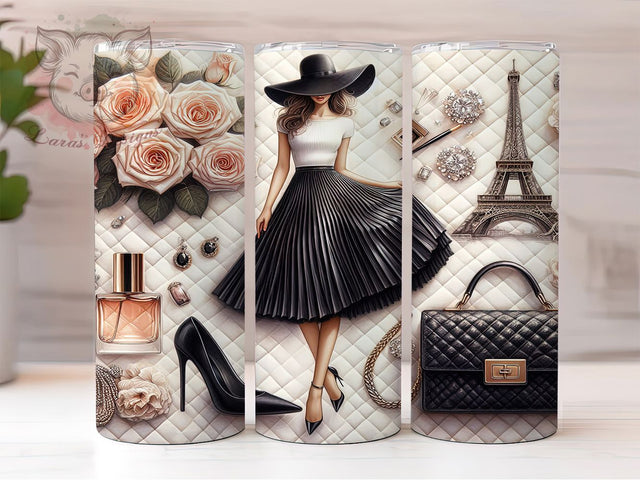 Chic Fashion Girl Tumbler Wrap, Stylish Girl Wrap, Trendy Sublimation Design, 20oz Fashion Tumbler, Chic Girl Art, Modern Fashion Mug, Whimsical Style Cup Sublimation Lara' s Designs 