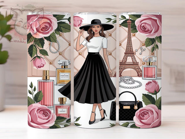 Chic Fashion Girl Tumbler Wrap, Stylish Girl Wrap, Trendy Sublimation Design, 20oz Fashion Tumbler, Chic Girl Art, Modern Fashion Mug, Whimsical Style Cup Sublimation Lara' s Designs 