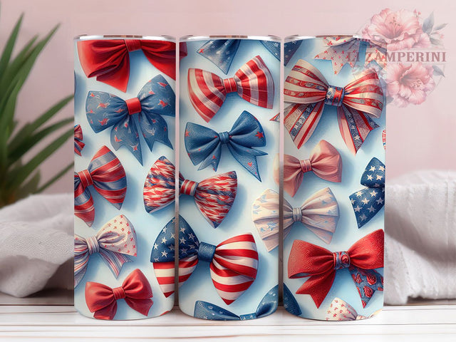 Chic & Festive Coquette Patriotic Tumbler, 4th of July Girly Design, Red White Blue Sublimation, Cute Independence Day Wrap, 20oz Aesthetic Tumbler, Preppy Holiday Gift Sublimation Li Zamperini 