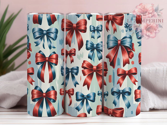 Chic & Festive Coquette Patriotic Tumbler, 4th of July Girly Design, Red White Blue Sublimation, Cute Independence Day Wrap, 20oz Aesthetic Tumbler, Preppy Holiday Gift Sublimation Li Zamperini 