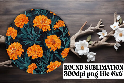 Chic Floral Pattern Keychain: Sublimation Coaster, Circle Decor Sublimation afrosvg 