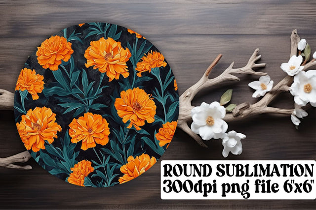 Chic Floral Pattern Keychain: Sublimation Coaster, Circle Decor Sublimation afrosvg 