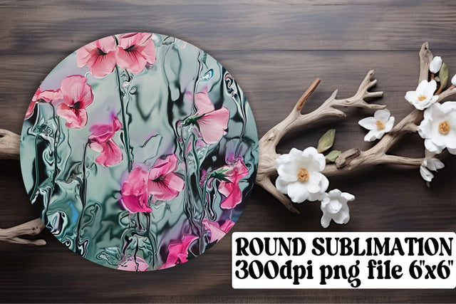 Chic Floral Pattern Keychain: Sublimation Coaster, Circle Decor Sublimation afrosvg 