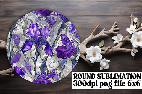 Chic Floral Pattern Keychain: Sublimation Coaster, Circle Decor Sublimation afrosvg 