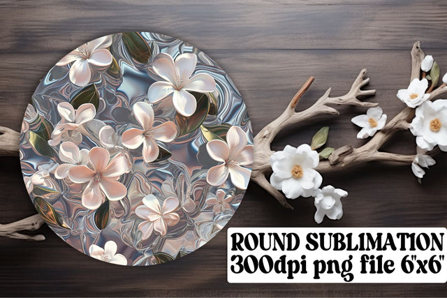 Chic Floral Pattern Keychain: Sublimation Coaster, Circle Decor Sublimation afrosvg 