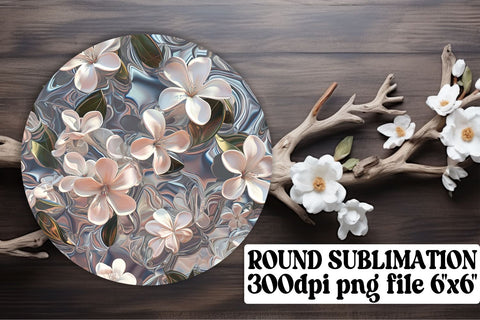 Chic Floral Pattern Keychain: Sublimation Coaster, Circle Decor Sublimation afrosvg 