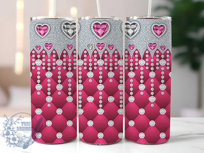 Chic Fuchsia Glam Glitter Tumbler, Glam Glitter Wrap, 20oz Tumbler Sublimation, Sparkly Pink Design, Chic Glam Tumbler, Stylish Glitter Wrap, Bold Pink Sublimation Sublimation ToriDesigns 