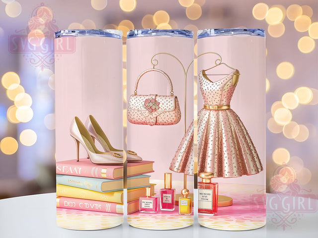 Chic Leopard Fashion Tumbler, Handbag Heels Books Pattern, Stylish Leopard Design, 20Oz Sublimation Wrap, Chic Fashion Art, Bold Leopard Texture, Tumbler Sublimation Sublimation SvggirlplusArt 