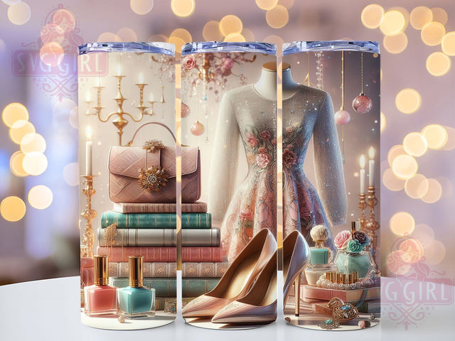 Chic Leopard Fashion Tumbler, Handbag Heels Books Pattern, Stylish Leopard Design, 20Oz Sublimation Wrap, Chic Fashion Art, Bold Leopard Texture, Tumbler Sublimation Sublimation SvggirlplusArt 