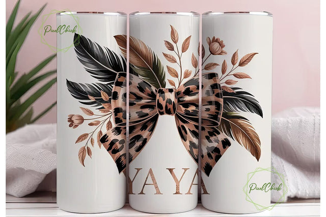 Chic Leopard Print & Bow 20oz Tumbler Sublimation PixelChick 