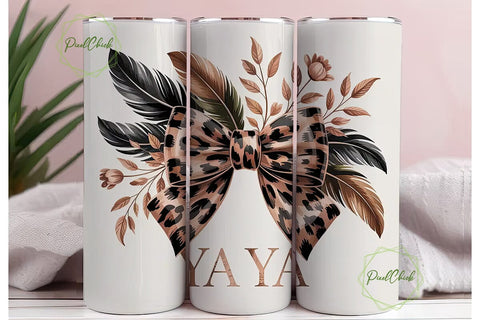 Chic Leopard Print & Bow 20oz Tumbler Sublimation PixelChick 