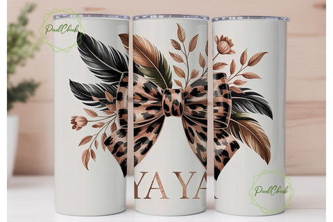 Chic Leopard Print & Bow 20oz Tumbler Sublimation PixelChick 