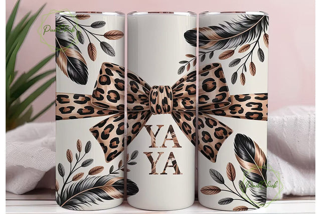 Chic Leopard Print & Bow 20oz Tumbler Sublimation PixelChick 