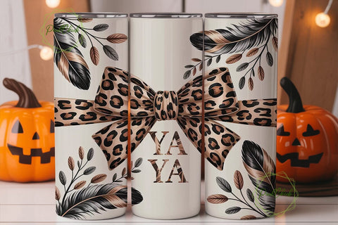 Chic Leopard Print & Bow 20oz Tumbler Sublimation PixelChick 