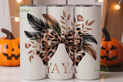 Chic Leopard Print & Bow 20oz Tumbler Sublimation PixelChick 